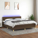 vidaXL barna szövet rugós és LED-es ágy matraccal 180 x 200 cm
