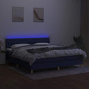 vidaXL kék szövet rugós és LED-es ágy matraccal 180 x 200 cm