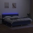 vidaXL kék szövet rugós és LED-es ágy matraccal 180 x 200 cm