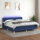 vidaXL kék szövet rugós és LED-es ágy matraccal 180 x 200 cm