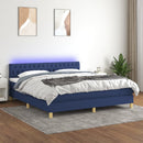 vidaXL kék szövet rugós és LED-es ágy matraccal 180 x 200 cm