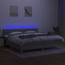 vidaXL világosszürke szövet rugós és LED-es ágy matraccal 200x200 cm