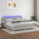 vidaXL világosszürke szövet rugós és LED-es ágy matraccal 200x200 cm