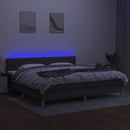 vidaXL sötétszürke szövet rugós és LED-es ágy matraccal 200x200 cm