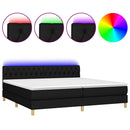 vidaXL fekete szövet rugós és LED-es ágy matraccal 200x200 cm