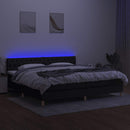 vidaXL fekete szövet rugós és LED-es ágy matraccal 200x200 cm
