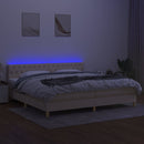vidaXL krémszínű szövet rugós és LED-es ágy matraccal 200 x 200 cm