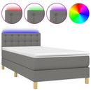 vidaXL sötétszürke szövet rugós és LED-es ágy matraccal 80 x 200 cm