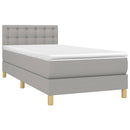 vidaXL világosszürke szövet rugós és LED-es ágy matraccal 90x190 cm