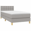 vidaXL világosszürke szövet rugós és LED-es ágy matraccal 90x190 cm