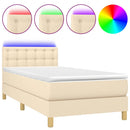 vidaXL krémszínű szövet rugós és LED-es ágy matraccal 90x190 cm