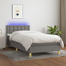 vidaXL sötétszürke szövet rugós és LED-es ágy matraccal 90x200 cm