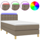 vidaXL tópszínű szövet rugós és LED-es ágy matraccal 90x200 cm