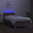 vidaXL tópszínű szövet rugós és LED-es ágy matraccal 90x200 cm
