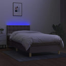 vidaXL tópszínű szövet rugós és LED-es ágy matraccal 90x200 cm