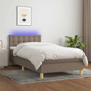 vidaXL tópszínű szövet rugós és LED-es ágy matraccal 90x200 cm