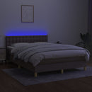 vidaXL tópszínű szövet rugós és LED-es ágy matraccal 140x190cm