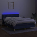 vidaXL kék szövet rugós és LED-es ágy matraccal 140x190 cm