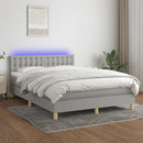 vidaXL világosszürke szövet rugós és LED-es ágy matraccal 140x200 cm