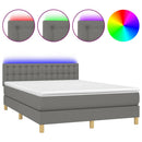 vidaXL sötétszürke szövet rugós és LED-es ágy matraccal 140x200 cm