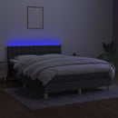 vidaXL sötétszürke szövet rugós és LED-es ágy matraccal 140x200 cm