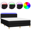 vidaXL fekete szövet rugós és LED-es ágy matraccal 140x200 cm