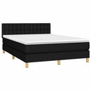 vidaXL fekete szövet rugós és LED-es ágy matraccal 140x200 cm