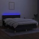 vidaXL fekete szövet rugós és LED-es ágy matraccal 140x200 cm