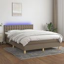 vidaXL tópszínű szövet rugós és LED-es ágy matraccal 140x200 cm