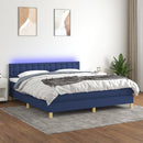 vidaXL kék szövet rugós és LED-es ágy matraccal 160x200 cm