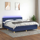 vidaXL kék szövet rugós és LED-es ágy matraccal 160x200 cm