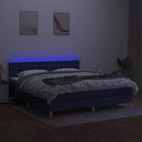 vidaXL kék szövet rugós és LED-es ágy matraccal 180 x 200 cm