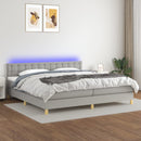 vidaXL világosszürke szövet rugós és LED-es ágy matraccal 200x200 cm