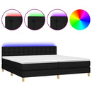 vidaXL fekete szövet rugós és LED-es ágy matraccal 200x200 cm