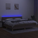 vidaXL tópszínű szövet rugós és LED-es ágy matraccal 200 x 200 cm