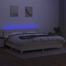 vidaXL krémszínű szövet rugós és LED-es ágy matraccal 200 x 200 cm