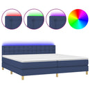 vidaXL kék szövet rugós és LED-es ágy matraccal 200 x 200 cm