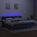 vidaXL kék szövet rugós és LED-es ágy matraccal 200 x 200 cm