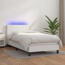 vidaXL fehér műbőr rugós ágy matraccal és LED-del 90x190 cm
