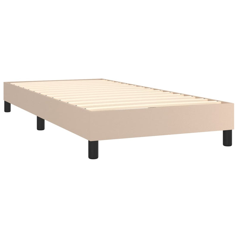 vidaXL cappuccino színű műbőr rugós ágy matraccal és LED-del 90x190 cm