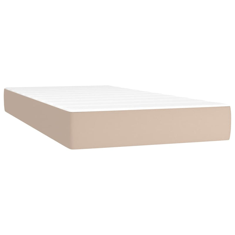 vidaXL cappuccino színű műbőr rugós ágy matraccal és LED-del 90x190 cm