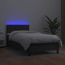 vidaXL fekete műbőr rugós ágy matraccal és LED-del 90x200 cm