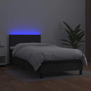 vidaXL fekete műbőr rugós ágy matraccal és LED-del 90x200 cm