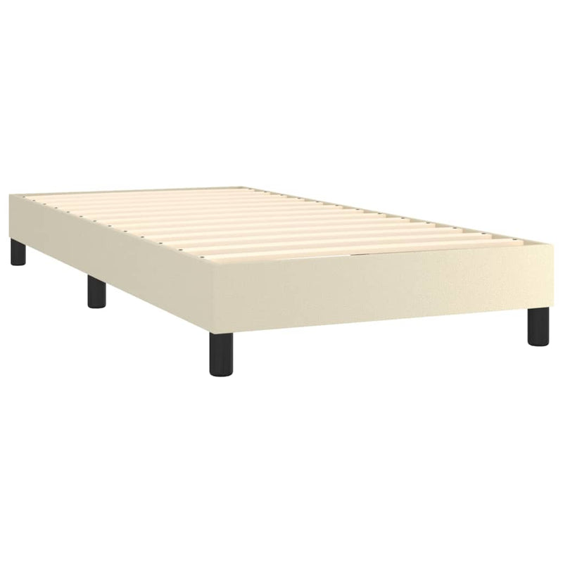 vidaXL krémszínű műbőr rugós ágy matraccal és LED-del 90x200 cm
