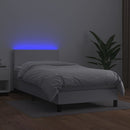 vidaXL fehér műbőr rugós ágy matraccal és LED-del 100x200 cm