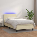 vidaXL krémszínű műbőr rugós ágy matraccal és LED-del 100x200 cm