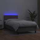 vidaXL szürke műbőr rugós ágy matraccal és LED-del 100x200 cm