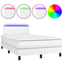 vidaXL fehér műbőr rugós ágy matraccal és LED-del 120x200 cm