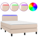 vidaXL cappuccino színű műbőr rugós ágy matraccal és LED-del 120x200cm
