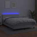 vidaXL fehér műbőr rugós ágy matraccal és LED-del 140x190 cm